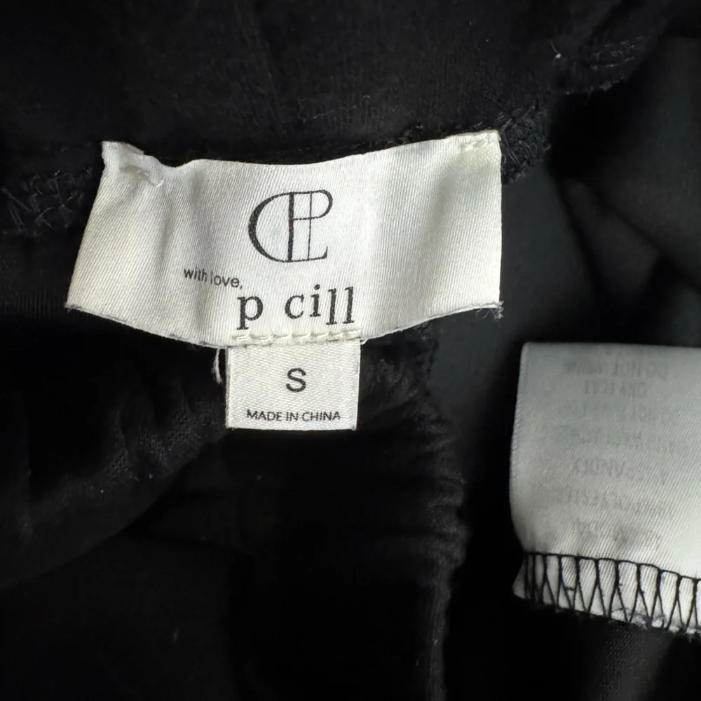 P.CILL‎ Blake Wide Leg Pants with Bottom Slits Butter Modal Black Size Small